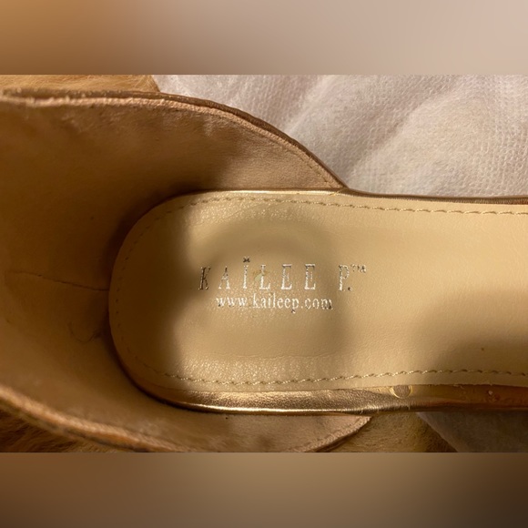 Kailee P Rose Gold Rock Glitter Ankle Strap Flats size 8 - Picture 2 of 7